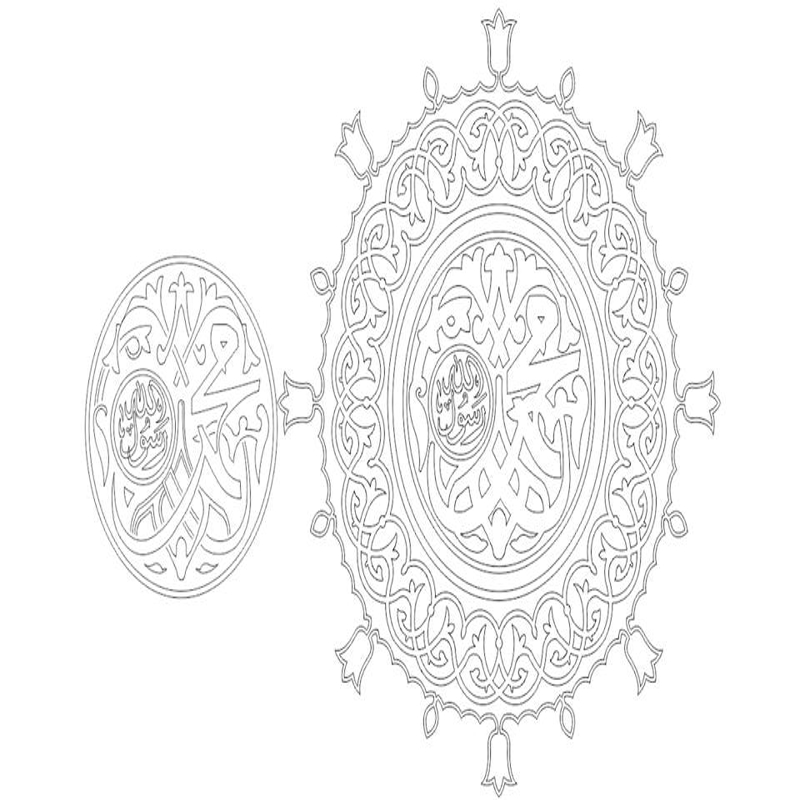 طرح خوشنویسی عربی با کلمات اسلامی، مناسب برای استفاده در دستگاه های cnc چوب و cnc لیزر - arabic calligraphy in islamic words dxf file