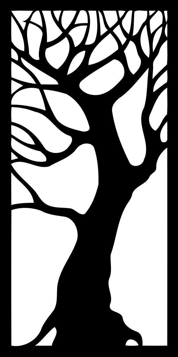 طرح تابلو تزئینی درخت مناسب برای استفاده در دستگاه های cnc چوب و cnc لیزر - tree decorative panel dxf file