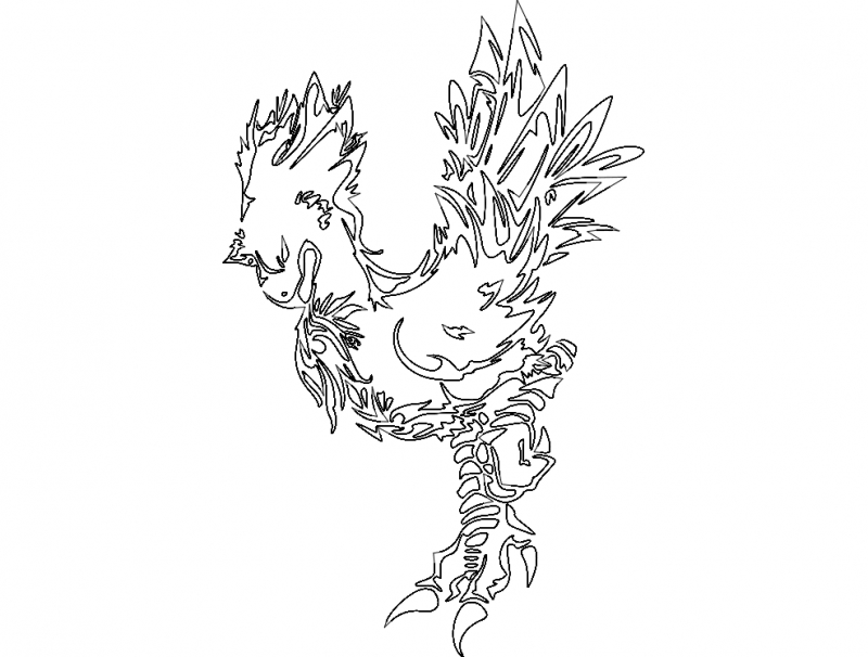 طرح نقاشی اژدها مناسب برای استفاده در دستگاه های cnc چوب و cnc لیزر - drawing dragon dxf file