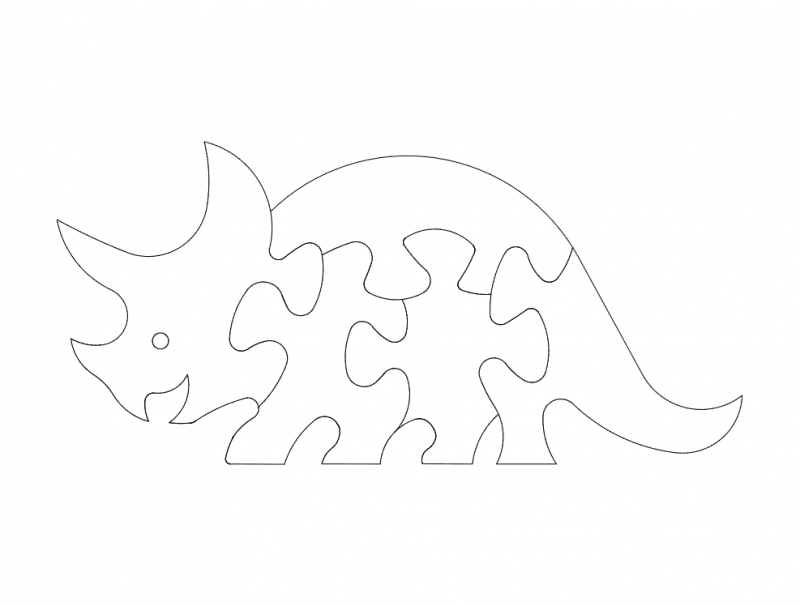 طرح پازل دایناسور مناسب برای استفاده در دستگاه های cnc چوب و cnc لیزر - dino puzzle dxf file