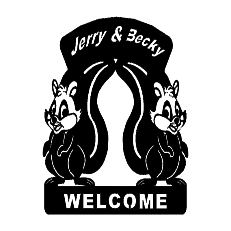 طرح تابلوی خوشامدگویی سنجاب ها مناسب برای استفاده در دستگاه های cnc چوب و cnc لیزر - squirrels welcome sign dxf file