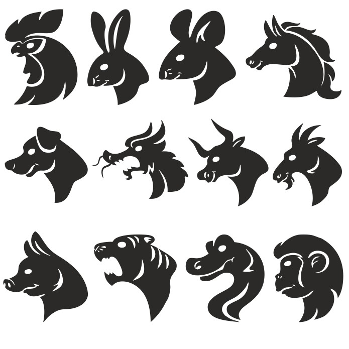 طرح سیلوئت سر حیوانات مناسب برای استفاده در دستگاه های cnc چوب و cnc لیزر - animals head silhouettes dxf file
