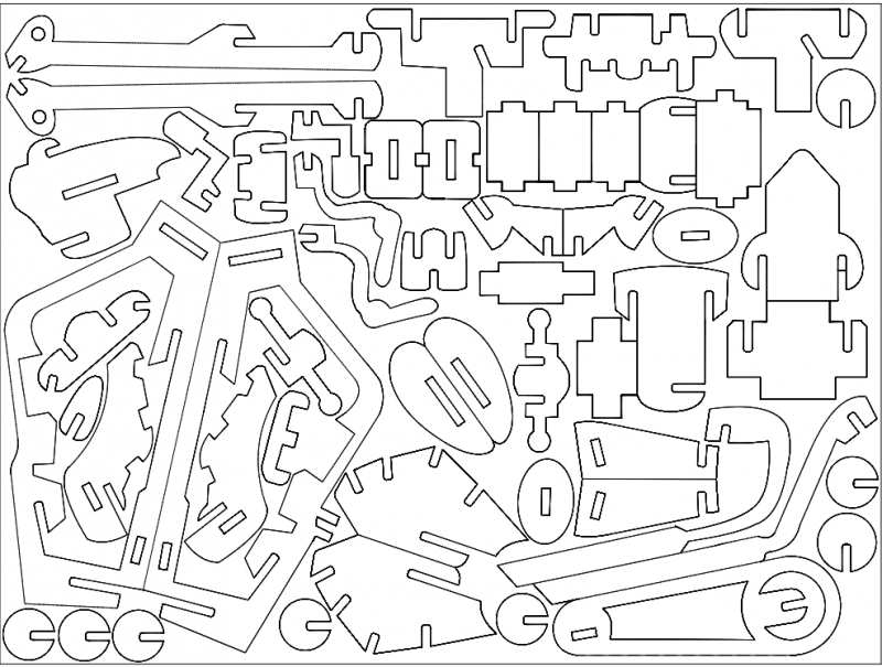 طرح هارلی ۱ مناسب برای استفاده در دستگاه های cnc چوب و cnc لیزر - harley 1 dxf file