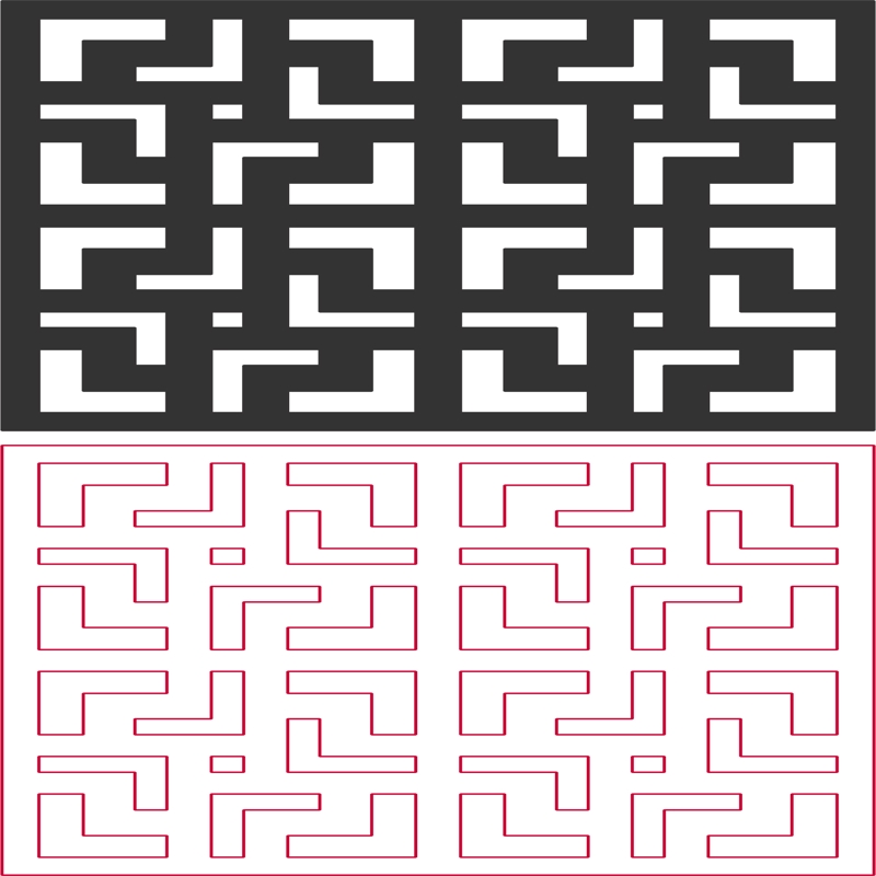 طرح مارپیچ بدون درز مناسب برای استفاده در دستگاه های cnc چوب و cnc لیزر - seamless maze pattern dxf file