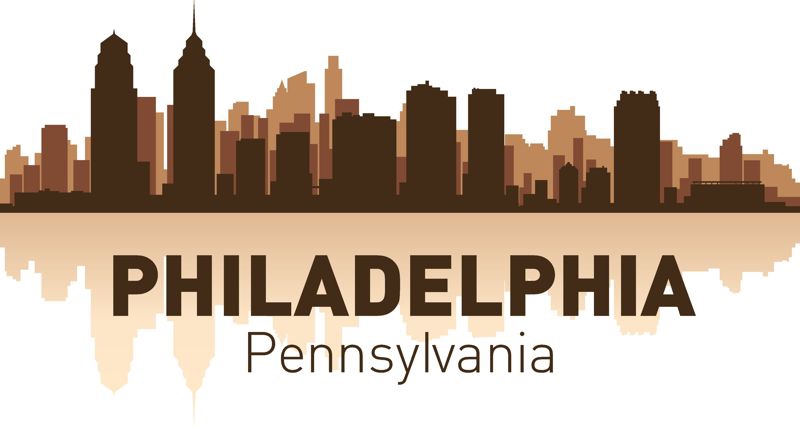 طرح وکتور سیلوئت شهر فیلادلفیا مناسب برای استفاده در دستگاه های cnc چوب و cnc لیزر - philadelphia skyline city silhouette vector cdr file