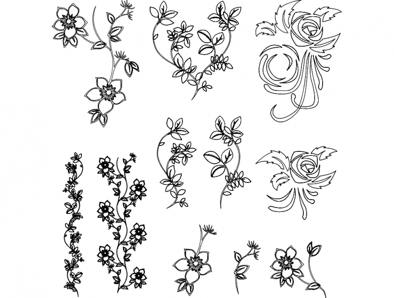 طرح وکتور گل مناسب برای استفاده در دستگاه های cnc چوب و cnc لیزر - flowers vector dxf file