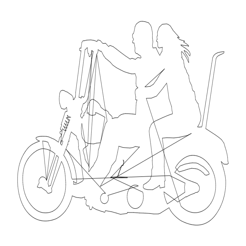 طرح دو نفر روی موتور مناسب برای استفاده در دستگاه های cnc چوب و cnc لیزر - two people on motorbike dxf file