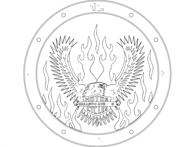 طرح ساعت عقاب مناسب برای استفاده در دستگاه های cnc چوب و cnc لیزر - eagle clock dxf file