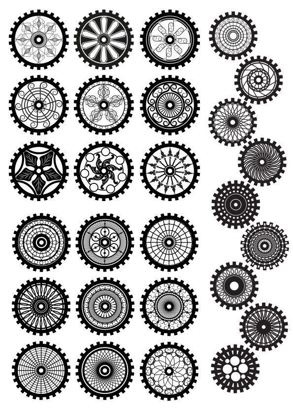 طرح تجهیزات استیم‌پانک مناسب برای استفاده در دستگاه های cnc چوب و cnc لیزر - steampunk gear cdr file