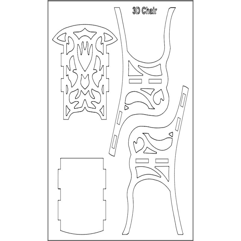 طرح صندلی سه بعدی مناسب برای استفاده در دستگاه های cnc چوب و cnc لیزر - 3d chair dxf file
