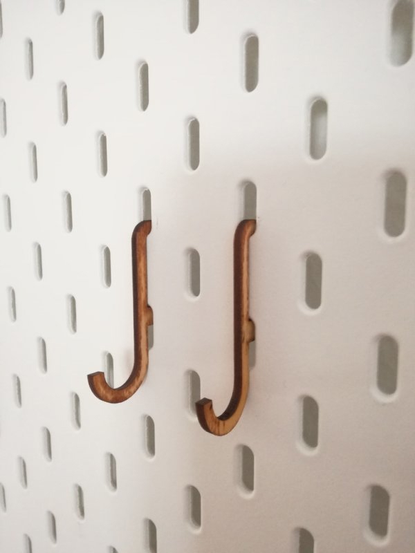 طرح و قابل ویرایش قلاب برای عروسک آیکیا مدل skadis pegboard مناسب برای استفاده در دستگاه های cnc چوب و cnc لیزر - laser cut hook for ikea skadis pegboard svg file