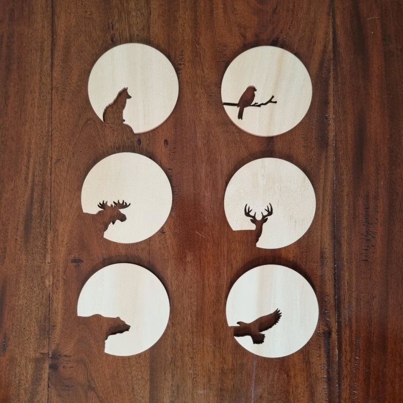 طرح زیرلیوانی‌های طرح حیوانات مناسب برای استفاده در دستگاه های cnc چوب و cnc لیزر - laser cut animal shape coasters