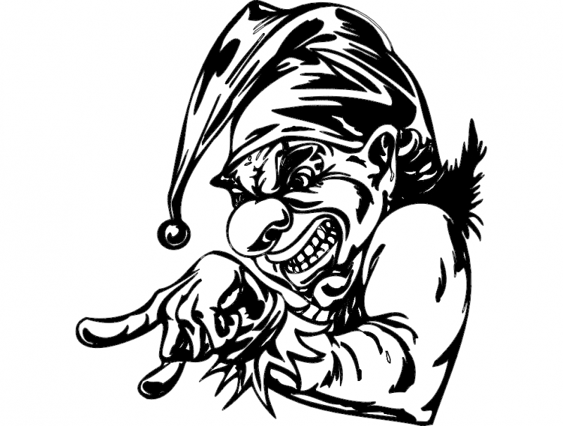 طرح دلقک ترسناک شماره 012 مناسب برای استفاده در دستگاه های cnc چوب و cnc لیزر - scary clown 012 dxf file
