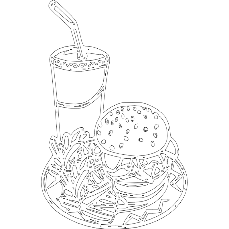 طرح کارتون همبرگر مناسب برای استفاده در دستگاه های cnc چوب و cnc لیزر - hambuger cartoon dxf file