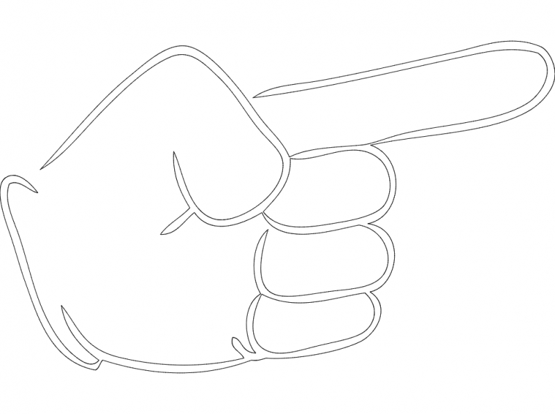 طرح دست با انگشت اشاره مناسب برای استفاده در دستگاه های cnc چوب و cnc لیزر - hand with pointing finger dxf file