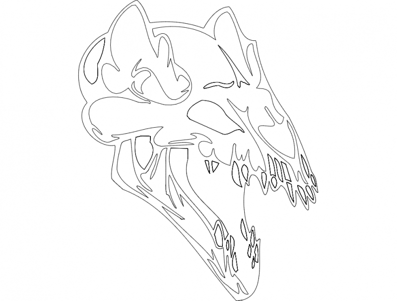 طرح جمجمه شماره 001 مناسب برای استفاده در دستگاه های cnc چوب و cnc لیزر - skull 001 dxf file