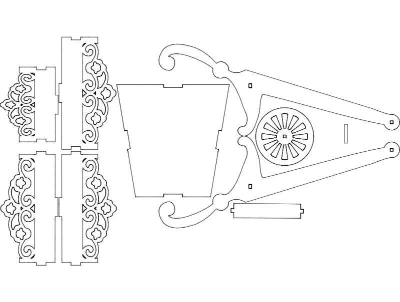 طرح کورل دراو کاریولا ۲۱۶۴ مناسب برای استفاده در دستگاه های cnc چوب و cnc لیزر - 2164 carriola corel draw dxf file