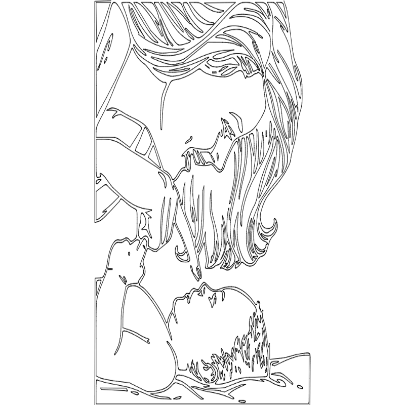 طرح مادر و نوزاد مناسب برای استفاده در دستگاه های cnc چوب و cnc لیزر - mom and baby dxf file