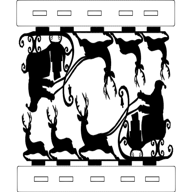 طرح تزیین بابانوئل با سورتمه مناسب برای استفاده در دستگاه های cnc چوب و cnc لیزر - santa in his sleigh stand decoration dxf file