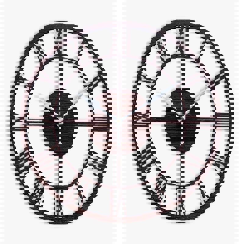 طرح ساعت دیواری چوبی گرد رومی مناسب برای استفاده در دستگاه های cnc چوب و cnc لیزر - laser cut roman round wood wall clock