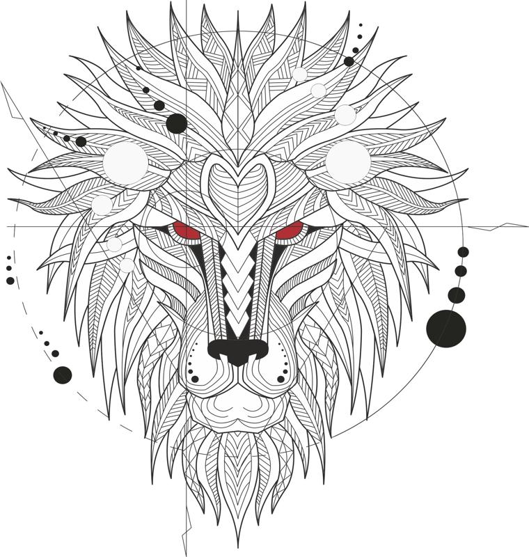 طرح توتم سر شیر وحشی مناسب برای استفاده در دستگاه های cnc چوب و cnc لیزر - ferocious lion head totem cdr file
