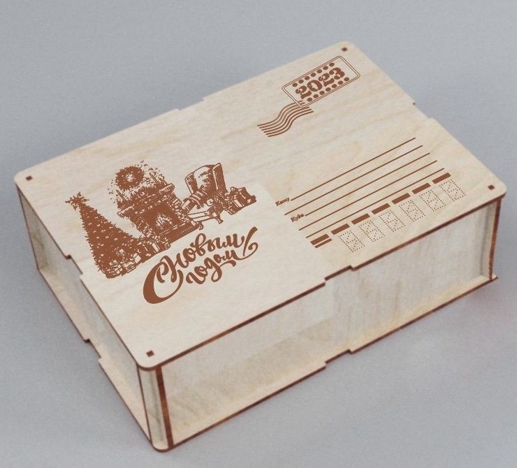 طرح جعبه کادو سال نو مبارک مناسب برای استفاده در دستگاه های cnc چوب و cnc لیزر - laser cut happy new year gift box cdr file