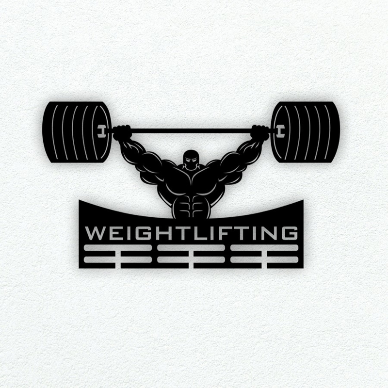 طرح آویز مدال وزنه برداری مناسب برای استفاده در دستگاه های cnc چوب و cnc لیزر - laser cut weightlifting medal hanger cdr file