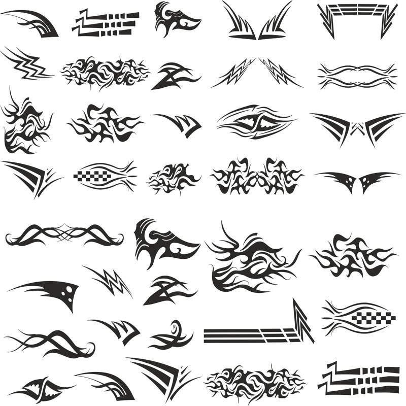 طرح مجموعه برچسب ماشین مناسب برای استفاده در دستگاه های cnc چوب و cnc لیزر - car decal set cdr file