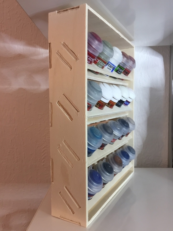 طرح جعبه رنگ ارگ مناسب برای استفاده در دستگاه های cnc چوب و cnc لیزر - laser cut citadel paint rack organizer svg file