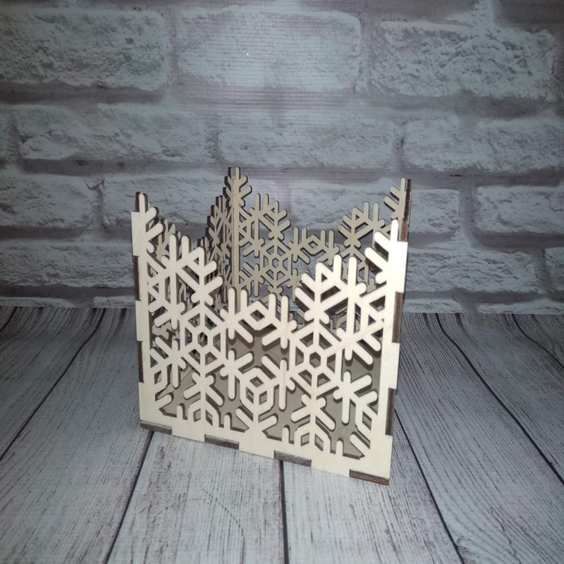 طرح جا دستمال سفره دانه برف مناسب برای استفاده در دستگاه های cnc چوب و cnc لیزر - laser cut napkin holder snowflake cdr file