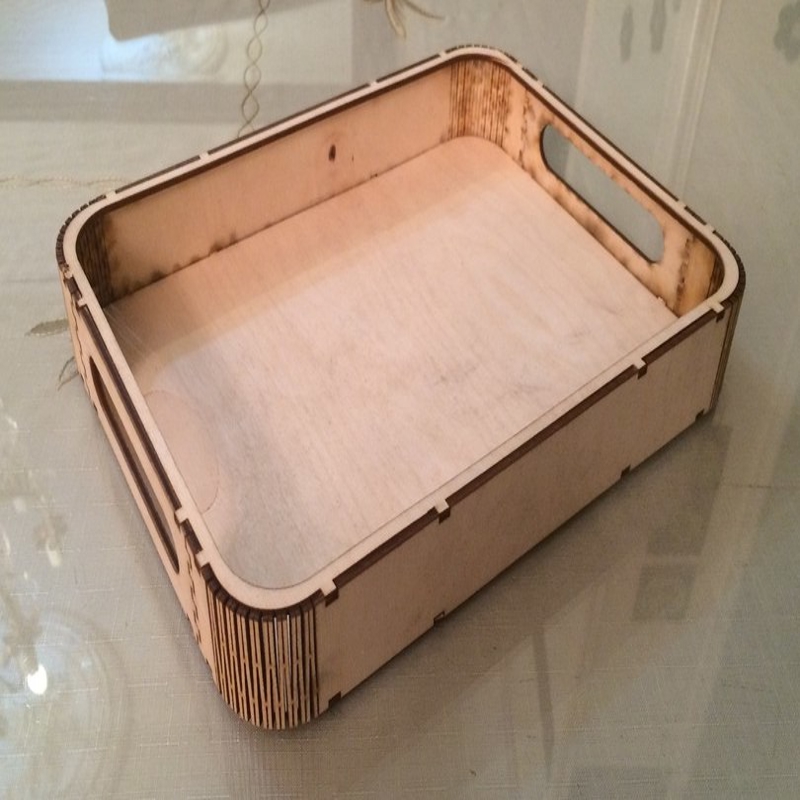 طرح سینی دسته دار مناسب برای استفاده در دستگاه های cnc چوب و cnc لیزر - laser cut tray with handles cdr file