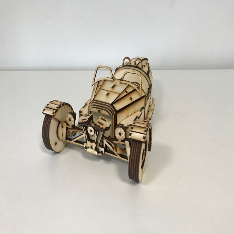 طرح مدل چوبی ماشین مورگان سه چرخ مناسب برای استفاده در دستگاه های cnc چوب و cnc لیزر - laser cut morgan 3 wheeler wooden model cdr file