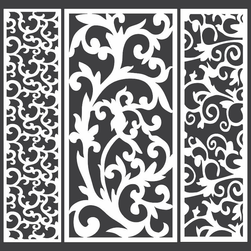 طرح پنل ها با طرح توری چرخان، مناسب برای استفاده در دستگاه های cnc چوب و cnc لیزر - laser cut panels with swirls lace pattern cdr file