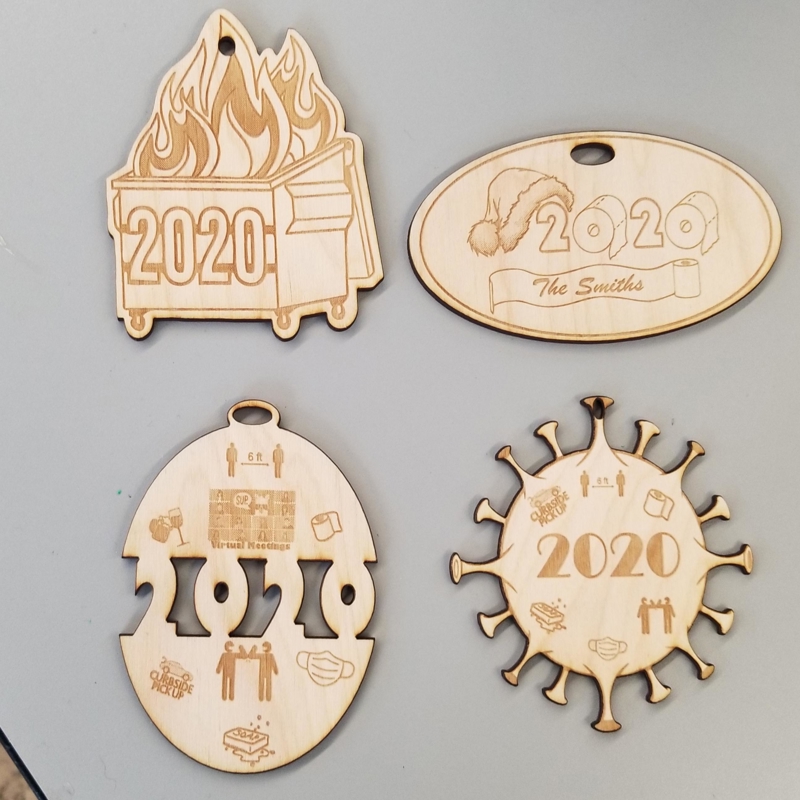طرح تزئینات کریسمس با تم ۲۰۲۰ مناسب برای استفاده در دستگاه های cnc چوب و cnc لیزر - laser cut 2020 themed christmas ornaments cdr file