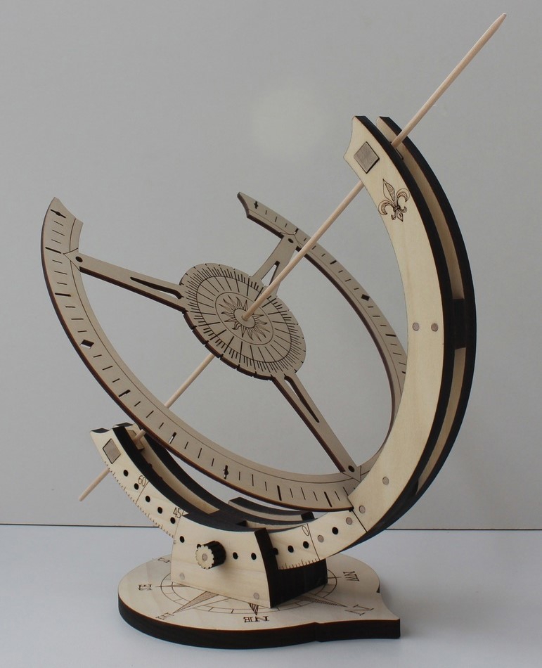 طرح پازل سه بعدی ساعت آفتابی مناسب برای استفاده در دستگاه های cnc چوب و cnc لیزر - laser cut sundial 3d puzzle cdr file