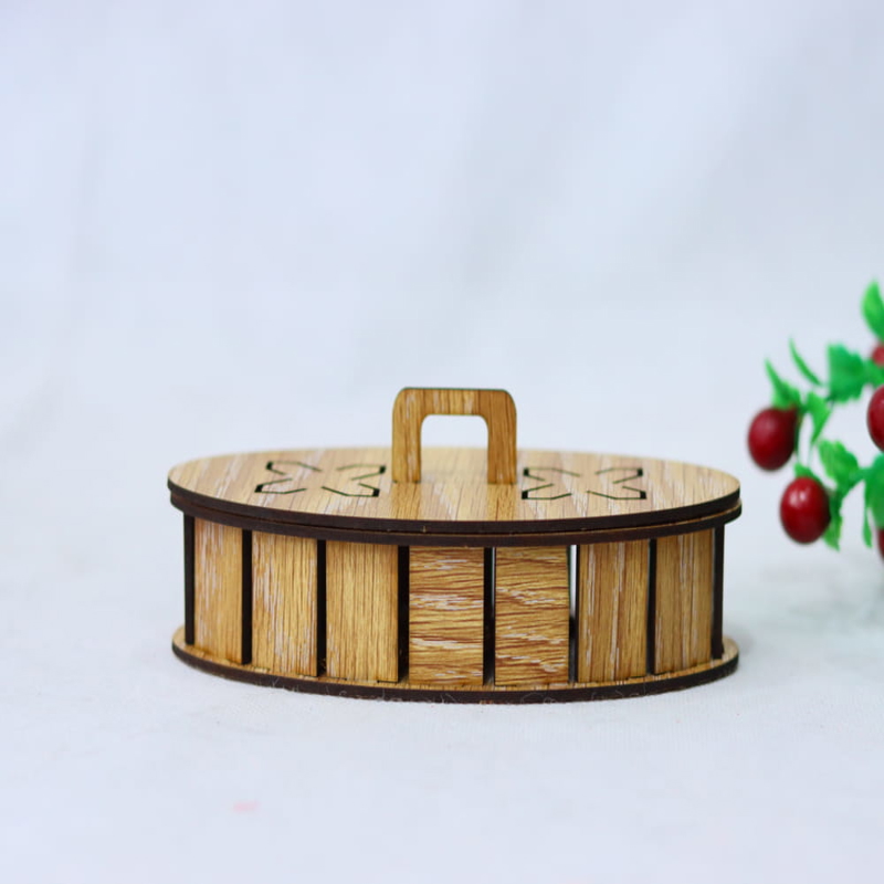 طرح جعبه چوبی بیضی شکل مناسب برای استفاده در دستگاه های cnc چوب و cnc لیزر - laser cut oval wooden box cdr file