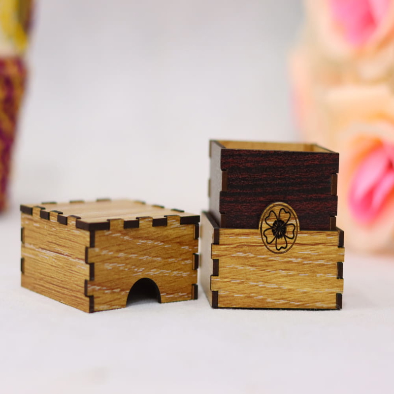 طرح جعبه انگشتر چوبی مناسب برای استفاده در دستگاه های cnc چوب و cnc لیزر - laser cut wooden ring box cdr file