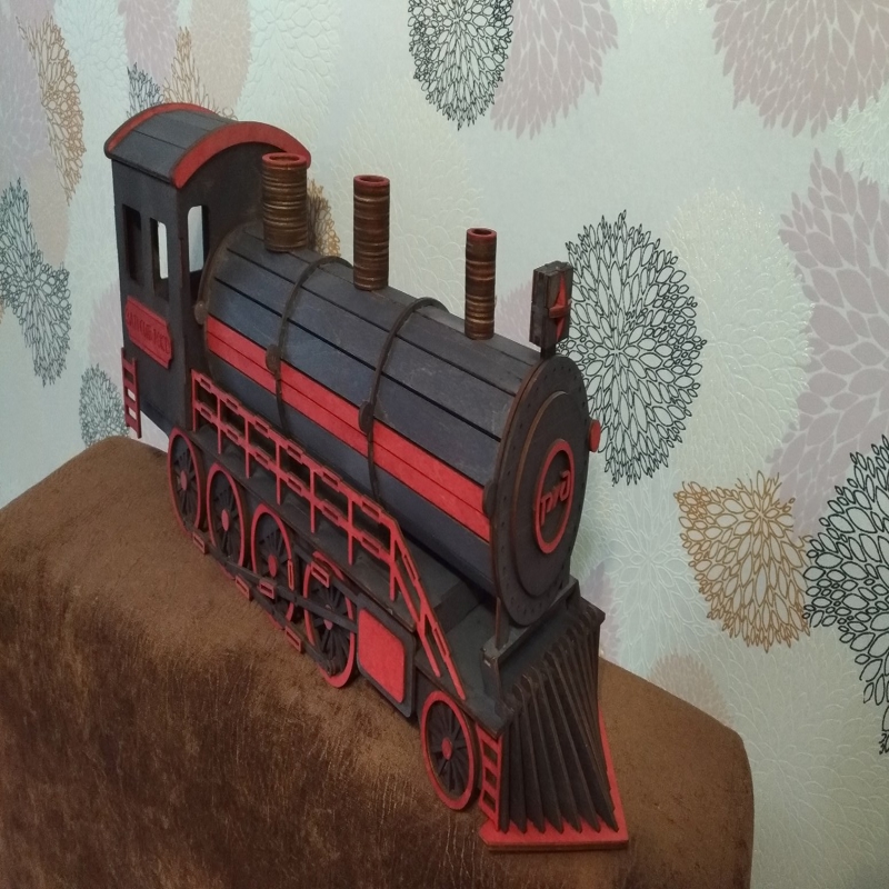 طرح جعبه کادویی لوکوموتیو مناسب برای استفاده در دستگاه های cnc چوب و cnc لیزر - laser cut locomotive gift box cdr file