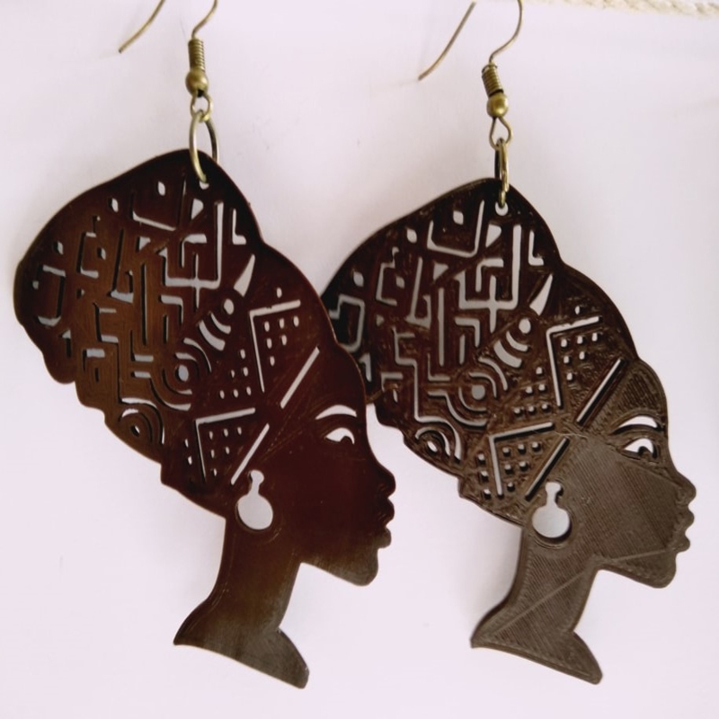 طرح گوشواره ملکه مصر مناسب برای استفاده در دستگاه های cnc چوب و cnc لیزر - laser cut egypt queen earrings svg file