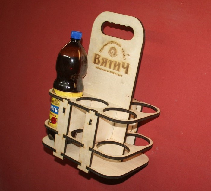 طرح جعبه بطری چوبی مناسب برای استفاده در دستگاه های cnc چوب و cnc لیزر - laser cut wooden bottle caddy carrier cdr file