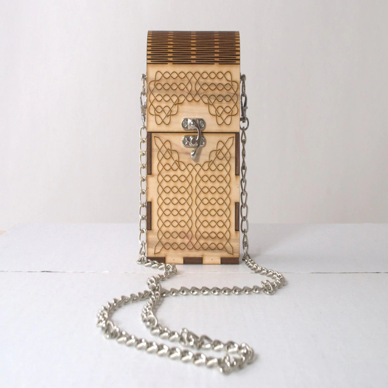 طرح کیف پول چوبی کوچک مناسب برای استفاده در دستگاه های cnc چوب و cnc لیزر - laser cut mini wooden purse dxf file