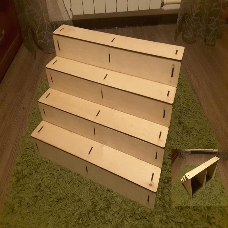 طرح پایه پله ای و ویترین مناسب برای استفاده در دستگاه های cnc چوب و cnc لیزر - laser cut step stand display rack cdr file