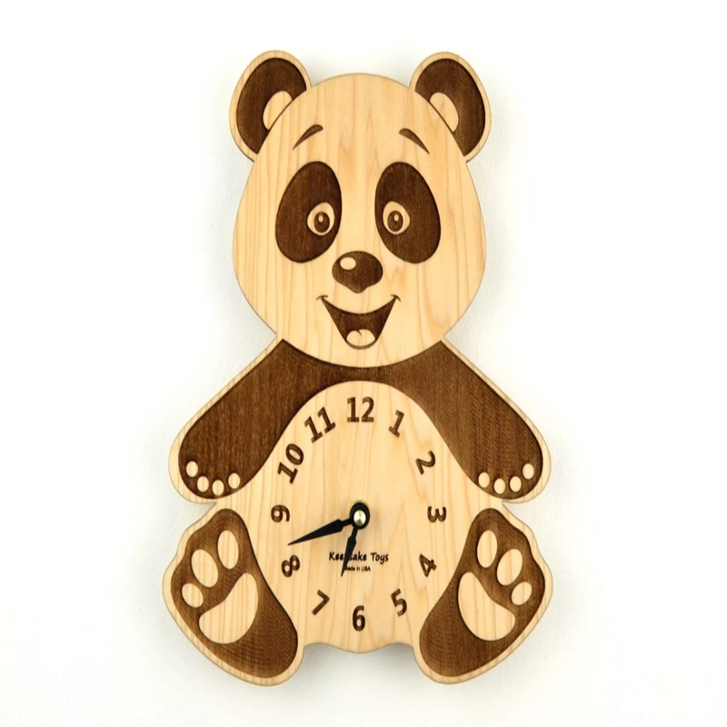 طرح فایل ساعت دیواری طرح خرس مناسب برای استفاده در دستگاه های cnc چوب و cnc لیزر - laser cut bear wall clock cdr file