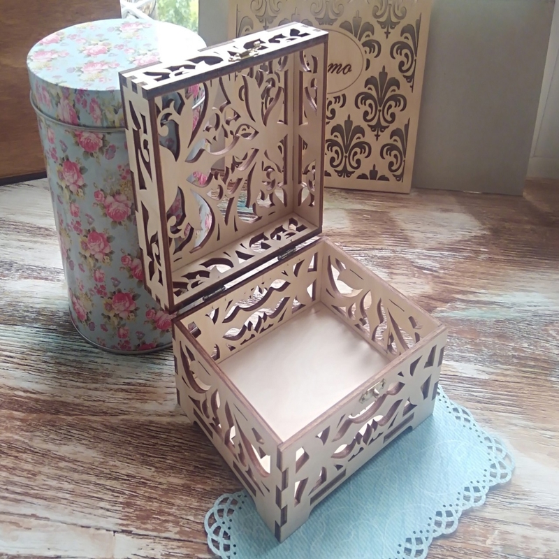 طرح جعبه جواهرات چوبی مناسب برای استفاده در دستگاه های cnc چوب و cnc لیزر - laser cut wooden jewellery box cdr file