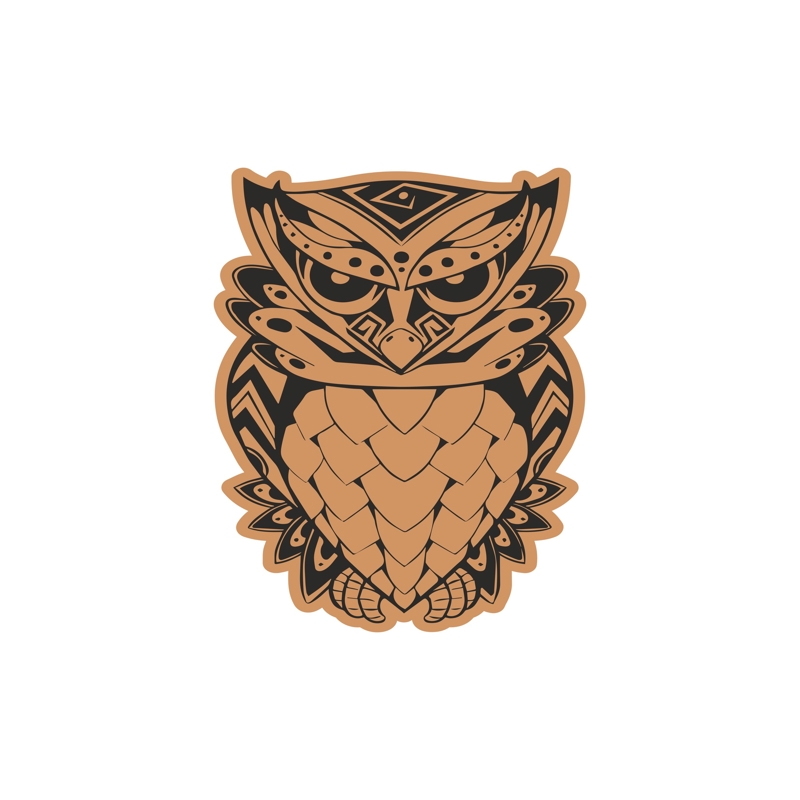 طرح جغد خشمگین نشسته مناسب برای استفاده در دستگاه های cnc چوب و cnc لیزر - angry owl sitting laser cut engraving template cdr file