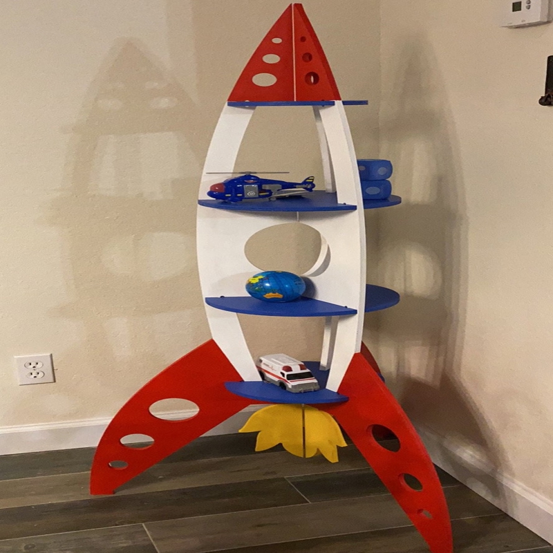 طرح قفسه و میز مهد کودک مدل موشک مخصوص بچه مناسب برای استفاده در دستگاه های cnc چوب و cnc لیزر - laser cut kids rocket nursery shelves cdr file