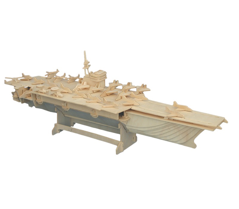 طرح پازل سه بعدی ناو هواپیمابر مناسب برای استفاده در دستگاه های cnc چوب و cnc لیزر - laser cut aircraft carrier 3d puzzle dxf file