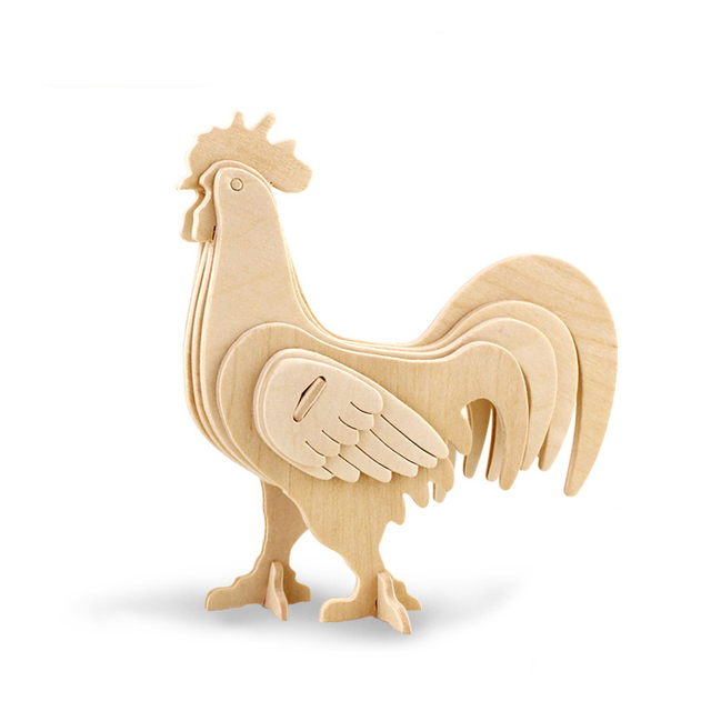 طرح فایل dwg پازل چوبی سه بعدی خروس مناسب برای استفاده در دستگاه های cnc چوب و cnc لیزر - laser cut rooster 3d wooden puzzle dwg file