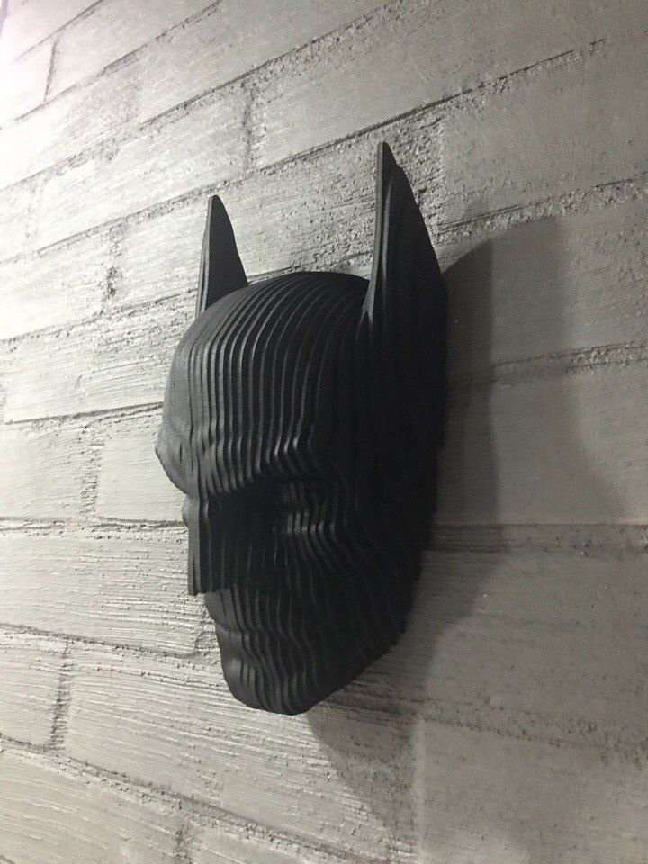 طرح بتمن لایه باز دکور دیواری مناسب برای استفاده در دستگاه های cnc چوب و cnc لیزر - laser cut batman layered 3d head wall decor dxf file