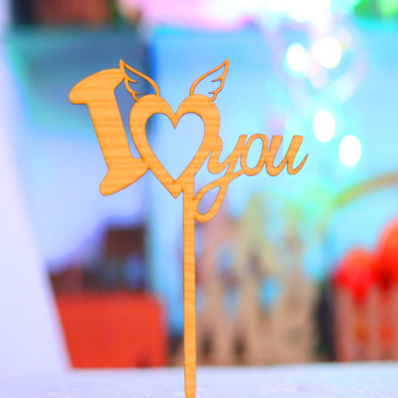 طرح تزیین کیک ولنتاین مناسب برای استفاده در دستگاه های cnc چوب و cnc لیزر - laser cut valentines day cake topper cdr file